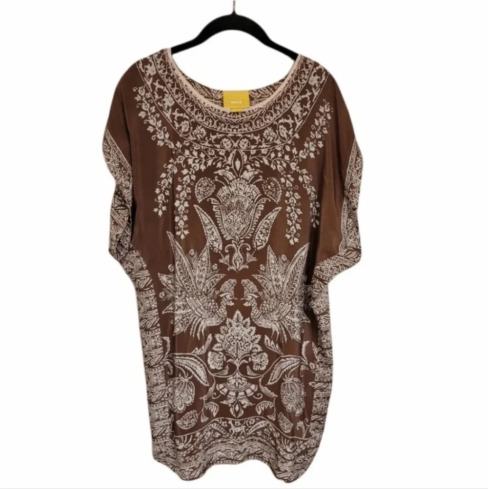 MAEVE brown shift silk dress XS